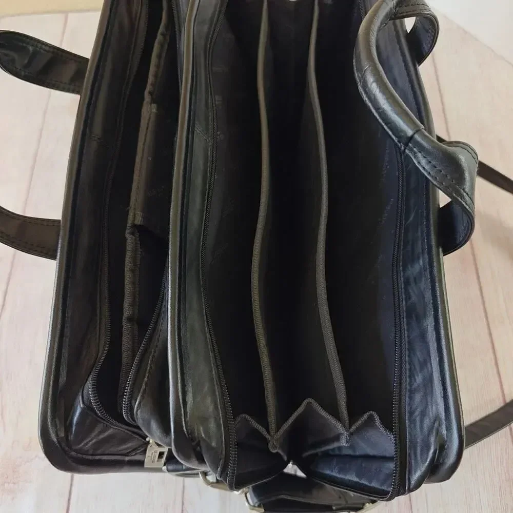 Vintage 90s U.S. Luggage NY leather expandable briefcase/laptop travel bag